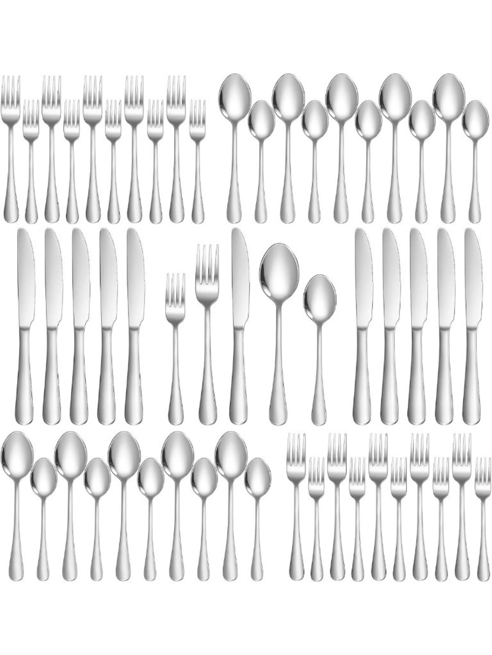 50-Piece Stainless Steel Flatware Set for 10, Dishwasher Safe Cutlery Utensils